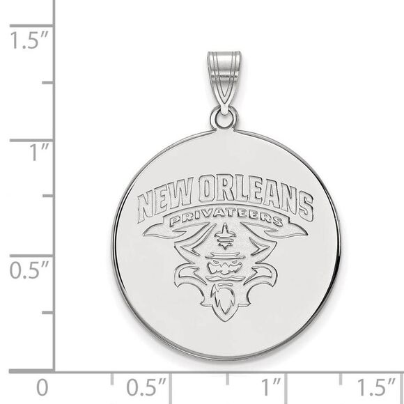 14k White Gold U. of New Orleans XL Disc Pendant